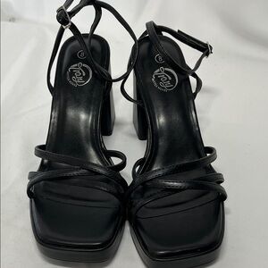 Trary Black Strappy Heels